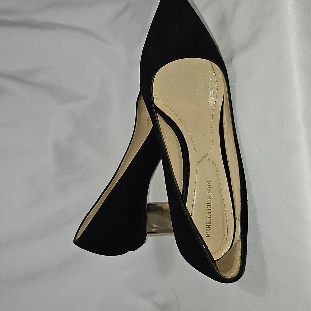 Nicholas Kirkwood Black Suede Prism Pump Heels Size EU 37 = US 6.5
